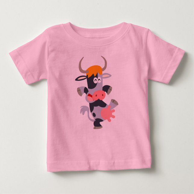 Jolie Danser Cartoon Vache Baby T-Shirt (Devant)
