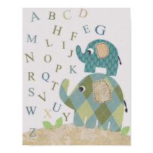 Jolie décoration murale de nursery éléphant alphab