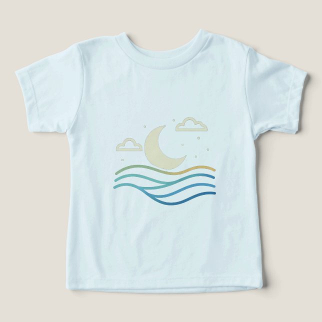 Jolie demi-lune et vagues – Conception minimale po (Design Recto)