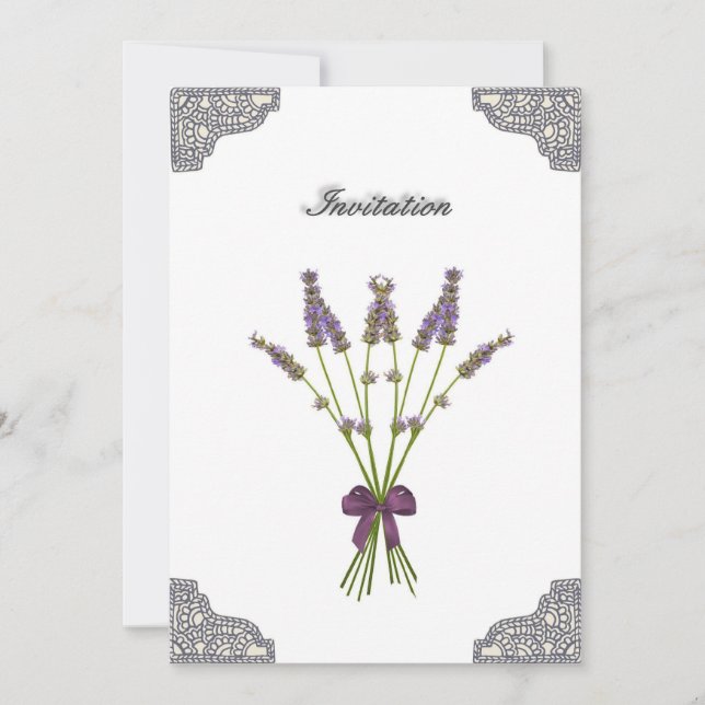 Jolie dentelle Lavande Invitations Anniversaire (Devant)