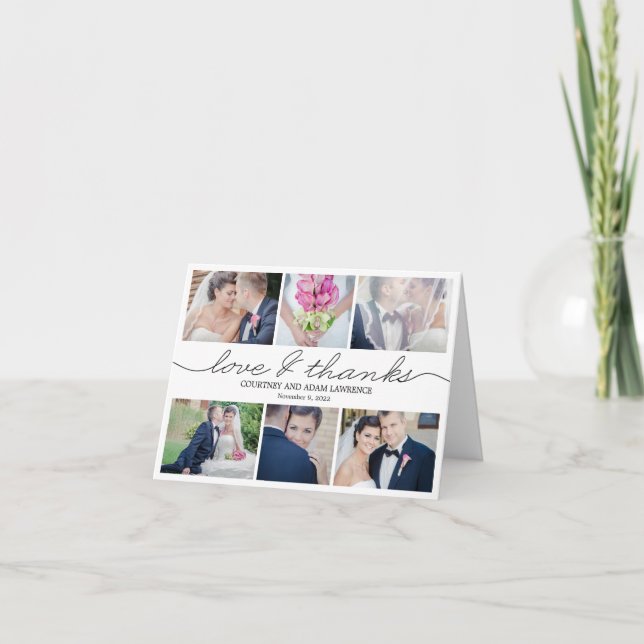 Jolie Écriture Carte de Remerciements de Mariage - (Devant)