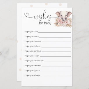 Jolie Eléphant Rose Boho Girl Souhaite Pour Bébé