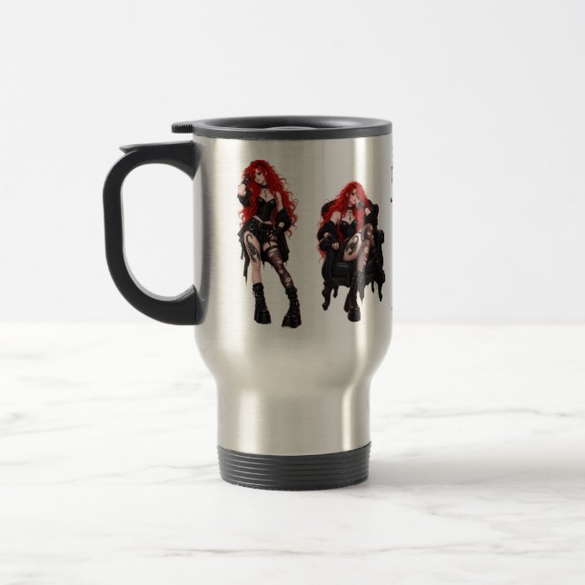 Jolie en noir - Mug de voyage pour fille goth aux  (Gauche)