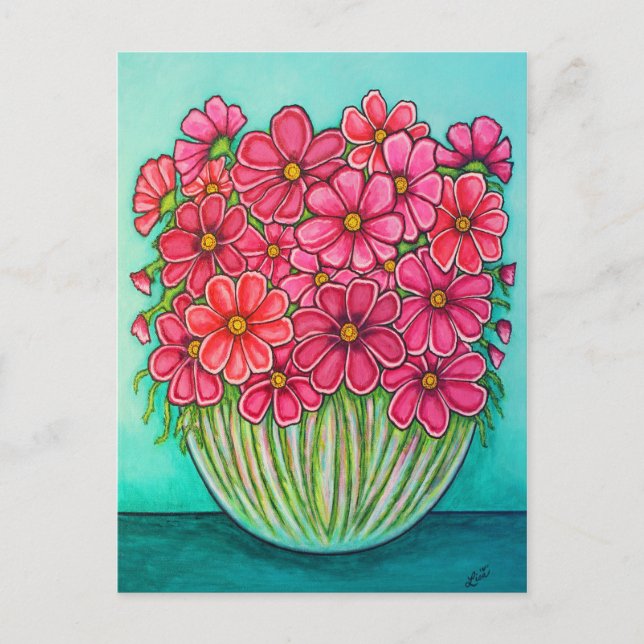 Jolie en rose Cosmos Carte postale par Lisa Lorenz (Devant)