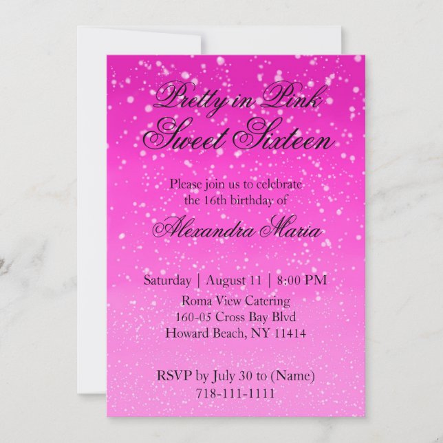 Jolie en rose Ombre Sweet 16 Invitation (Devant)