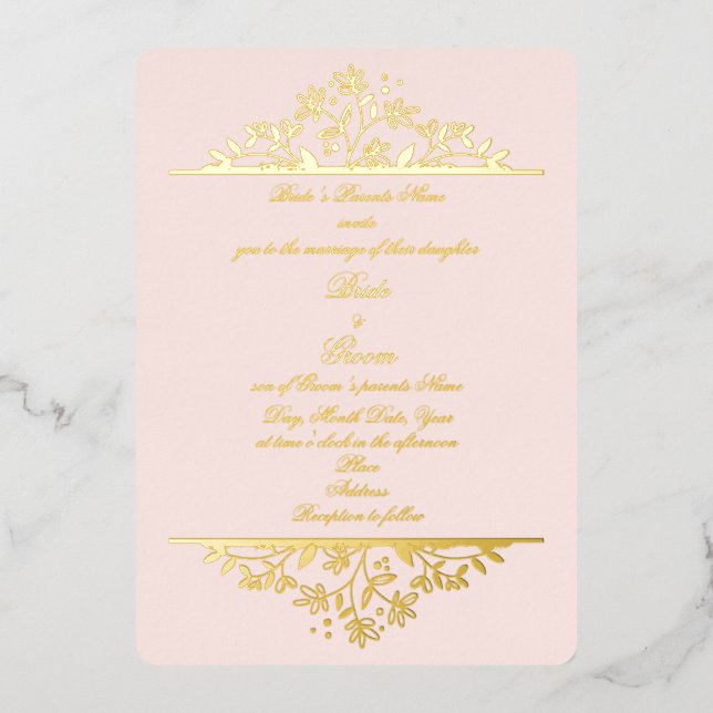 Jolie en rose Poulet Plier Mariage Invitations (Recto)