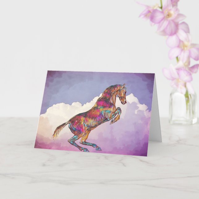 Jolie et forte carte d'art Cheval coloré (Orchidée)