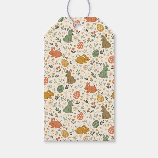 Jolie étiquette cadeau de lapins de printemps dess (Devant)