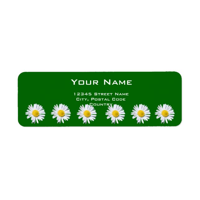 jolie étiquette d'adresse de fleurs de marguerite  (Devant)