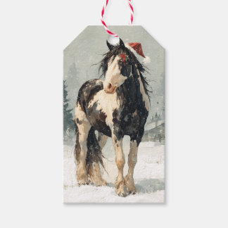Jolie étiquette de cadeau de Noël pour cheval