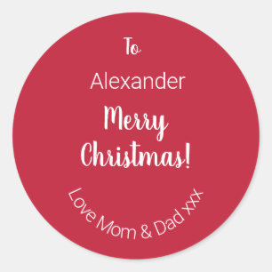 Jolie Étiquette de Cadeau de Noël Rouge de Maman e