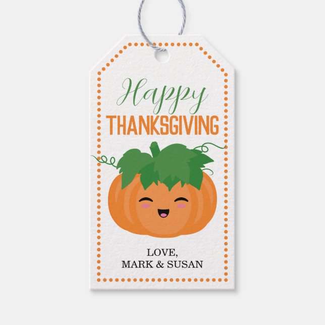 Jolie étiquette de cadeau de Thanksgiving Citrouil (Devant)