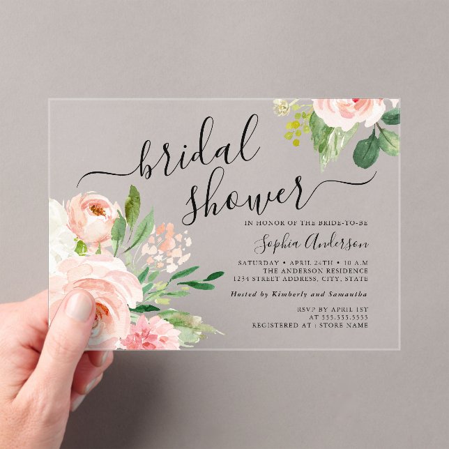 Jolie Faire-Part de Mariage Floral Rose (In situ (ordinateur de poche))