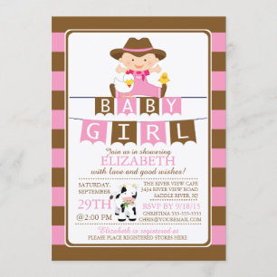 Jolie Farmer Girls Baby shower Invitation