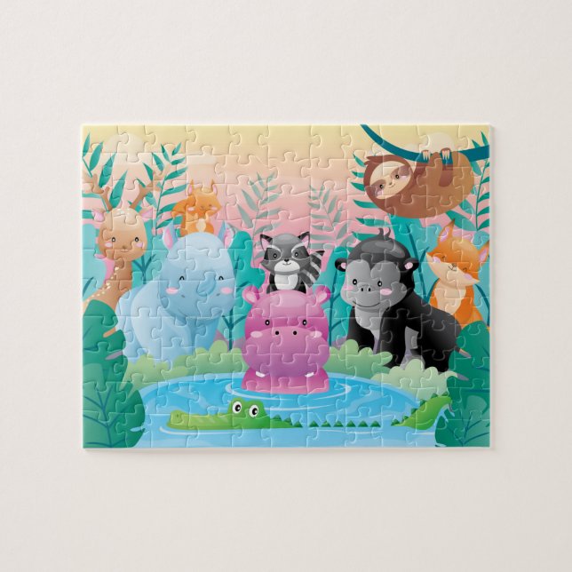 Jolie faune Animaux Enfants Puzzle (Horizontal)