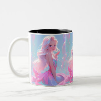Jolie fée arc-en-ciel rose Barbie poupée tasse