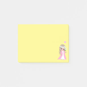 Jolie fée sur des notes Post-it jaunes