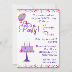 Jolie Feminine Anniversaire Fête Invitation