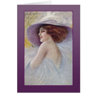 Jolie femme en grandes cartes et cartes postales