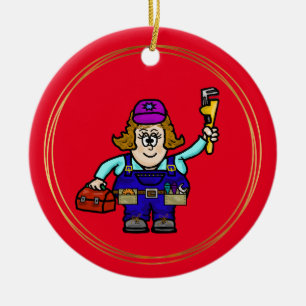 Jolie femme mécanique ornement de Noël avec nom