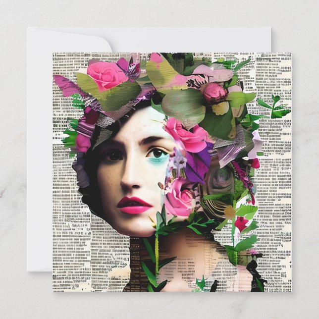 Jolie femme vintage papier collage art (Devant)