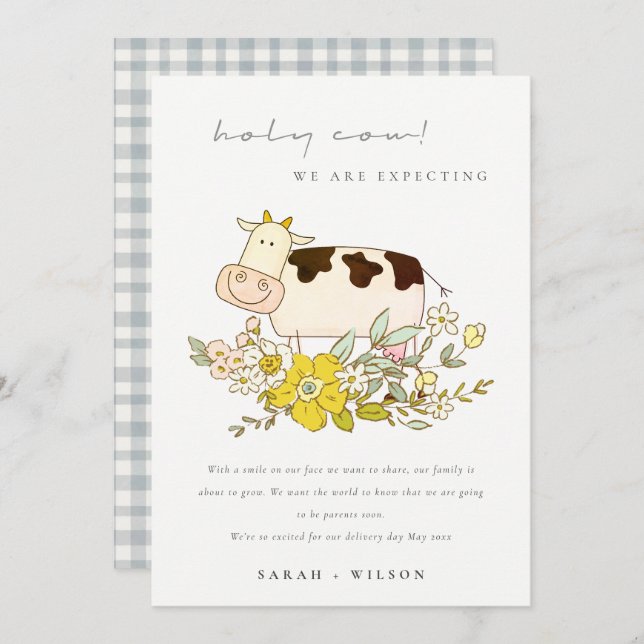 Jolie ferme de la vache Sainte Faire-part de gross (Devant / Derrière)