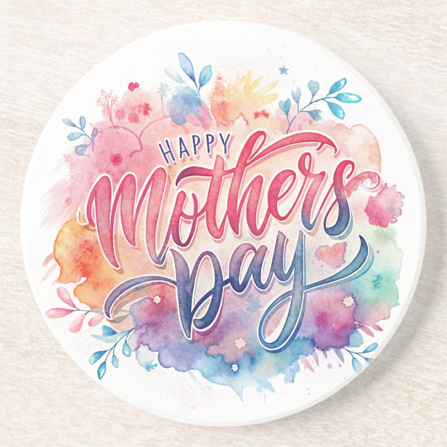Jolie fête des mères Dessous de verre de grès (Devant)