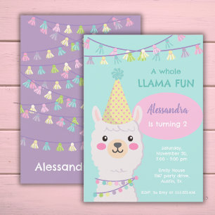 Jolie fête pastel llama Invitation