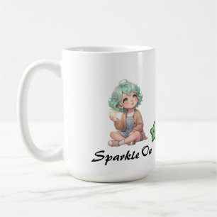 Jolie Fille Anime Chibi Étincelle Sur Tasse À Café