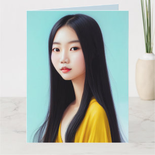 JOLIE FILLE ASIATIQUE CARTES D'ANNIVERSAIRE ART DA
