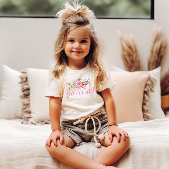 Jolie Fille aux Fleurs T-Shirt Mariage Floral Rose (Créateur téléchargé)