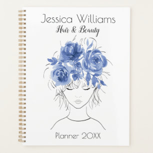 Jolie fille bleu aquarelle rose-Floral
