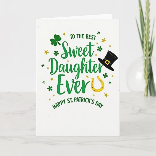Jolie Fille Carte Joyeuse de la Saint-Patrick (Devant)