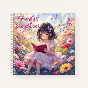 Jolie Fille d'Anime Lisant un Livre Personnalisé