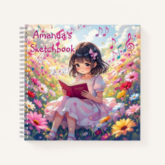 Jolie Fille d'Anime Lisant un Livre Personnalisé