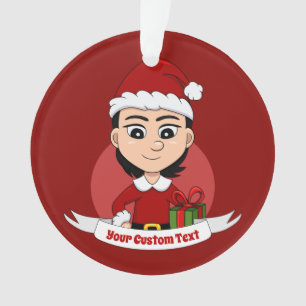 Jolie fille de Noël avec cheveux noirs courts