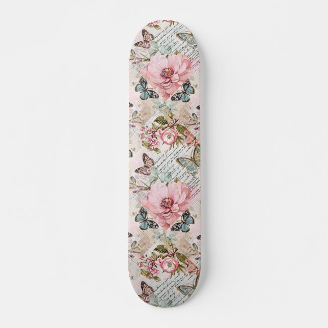 Jolie fille Découpage Vintage Inspiré Skateboard (Devant)