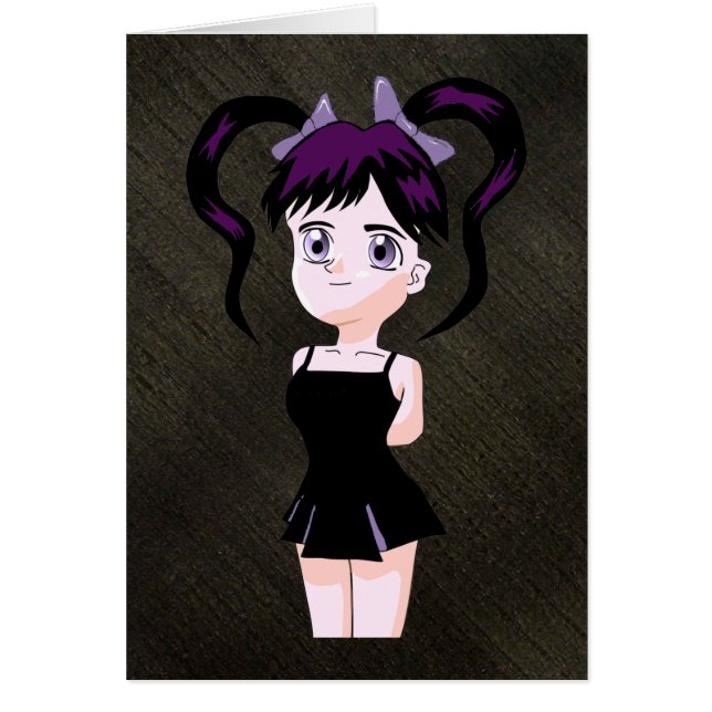 Jolie fille gothique avec cheveux noirs et violets (Devant)