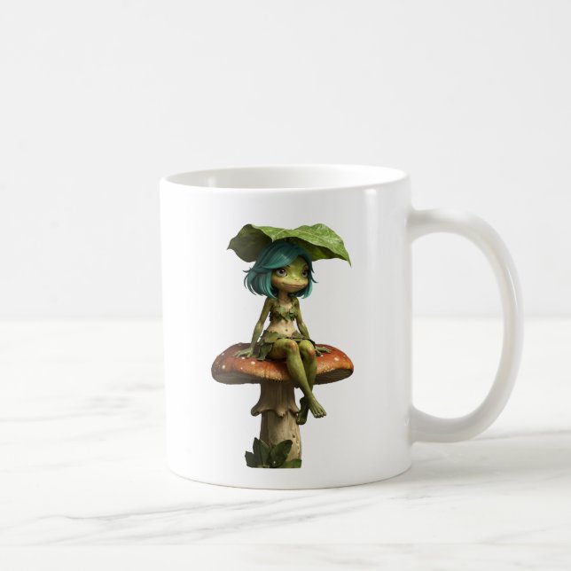 Jolie Fille Grenouille Assise sur un Mug à Café Ch (Droite)