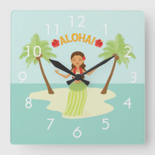 Jolie fille hawaïenne hula pendule de luau avec de