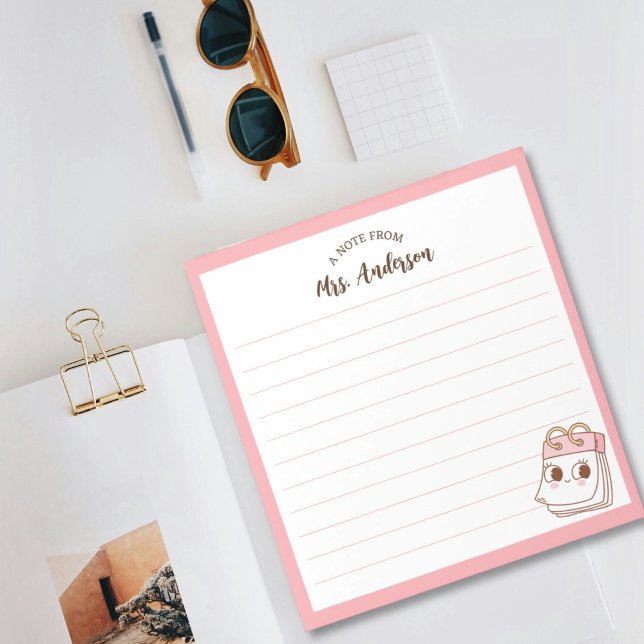 Jolie Fille Retro Retour Au Bloc-Notes Rose De L'É (Créateur téléchargé)