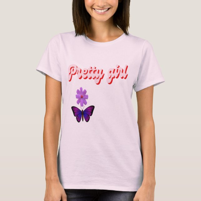 Jolie fille T-shirt Femme simple habillage design (Devant)