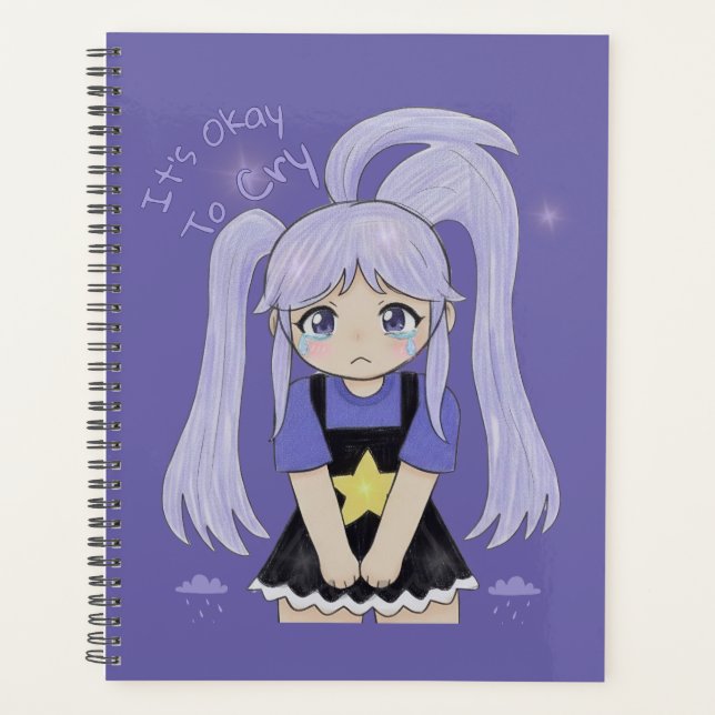 Jolie Fille Triste Illustration Dessinée à la Main (Devant)