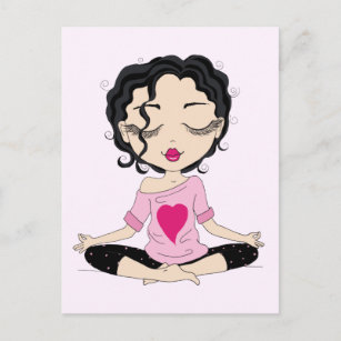 Jolie fille Yoga   Carte postale à cheveux noirs