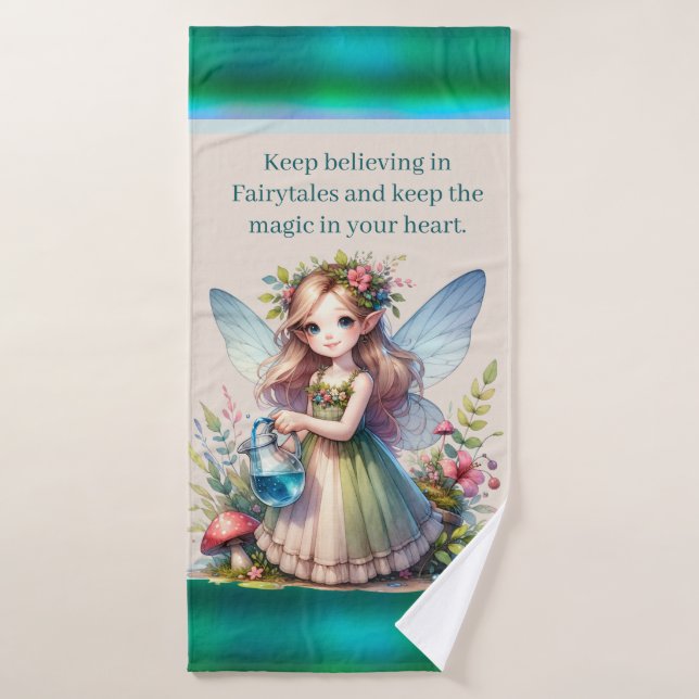 Jolie filles fairy ajouter le nom (Serviette de bain)