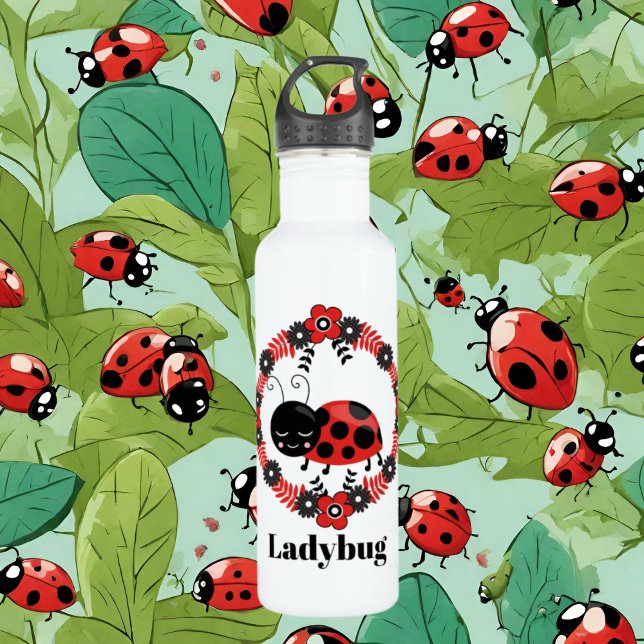Jolie filles ladybug ajouter nom bouteille d'eau (Créateur téléchargé)