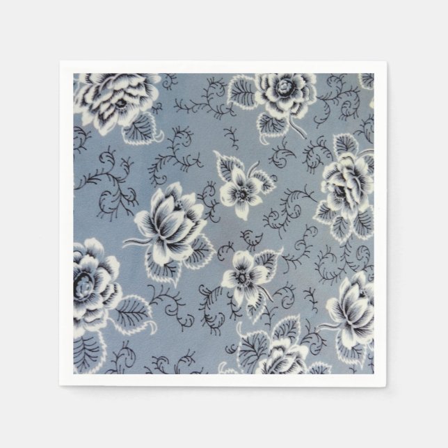 Jolie Fleur Bleue Colonial | Serviettes en Papier (Devant)