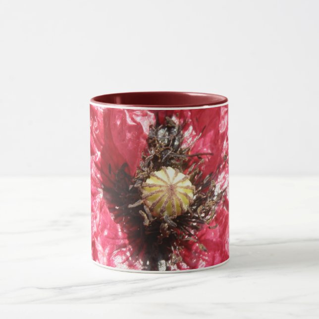 Jolie Fleur de Pavot Rouge Macro Mug de café (Centre)