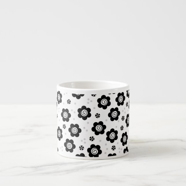 Jolie fleurs blanches en noir Espresso Mug (Devant)