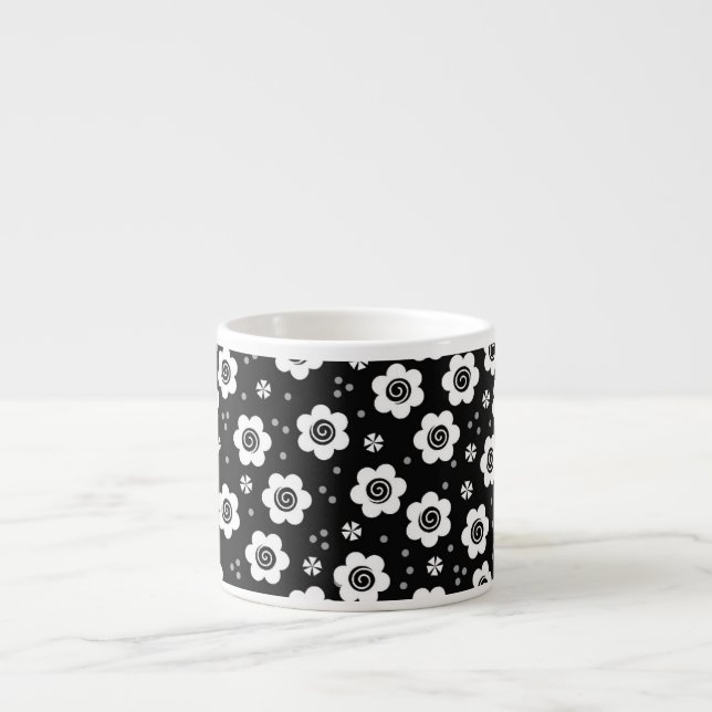 Jolie fleurs blanches en noir Espresso Mug (Devant)